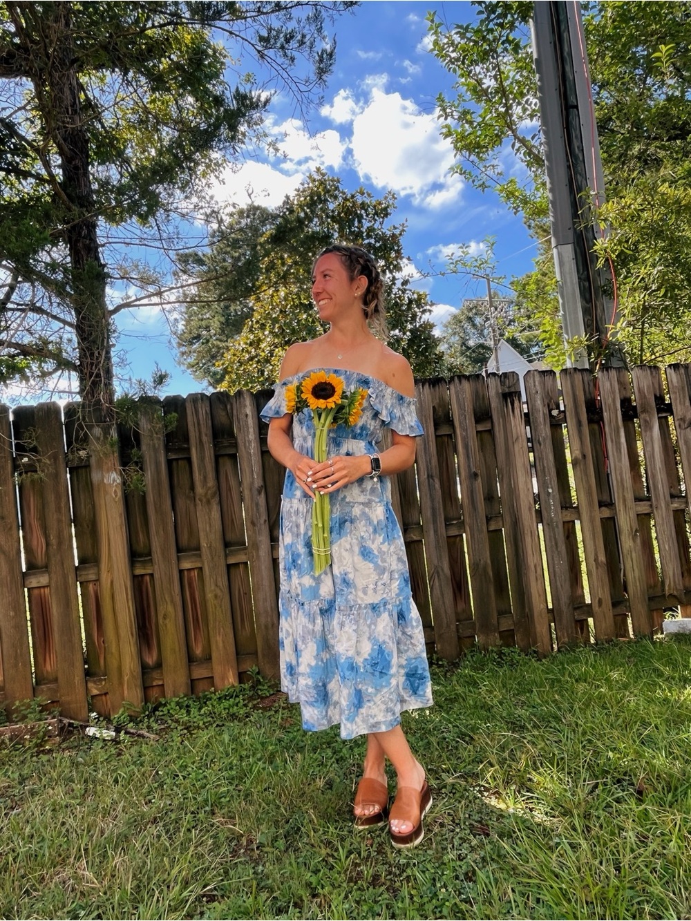 Pinch Blue & Grey Tie-Dye Midi Sundress